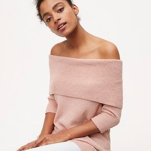 Blush off the shoulder sweater